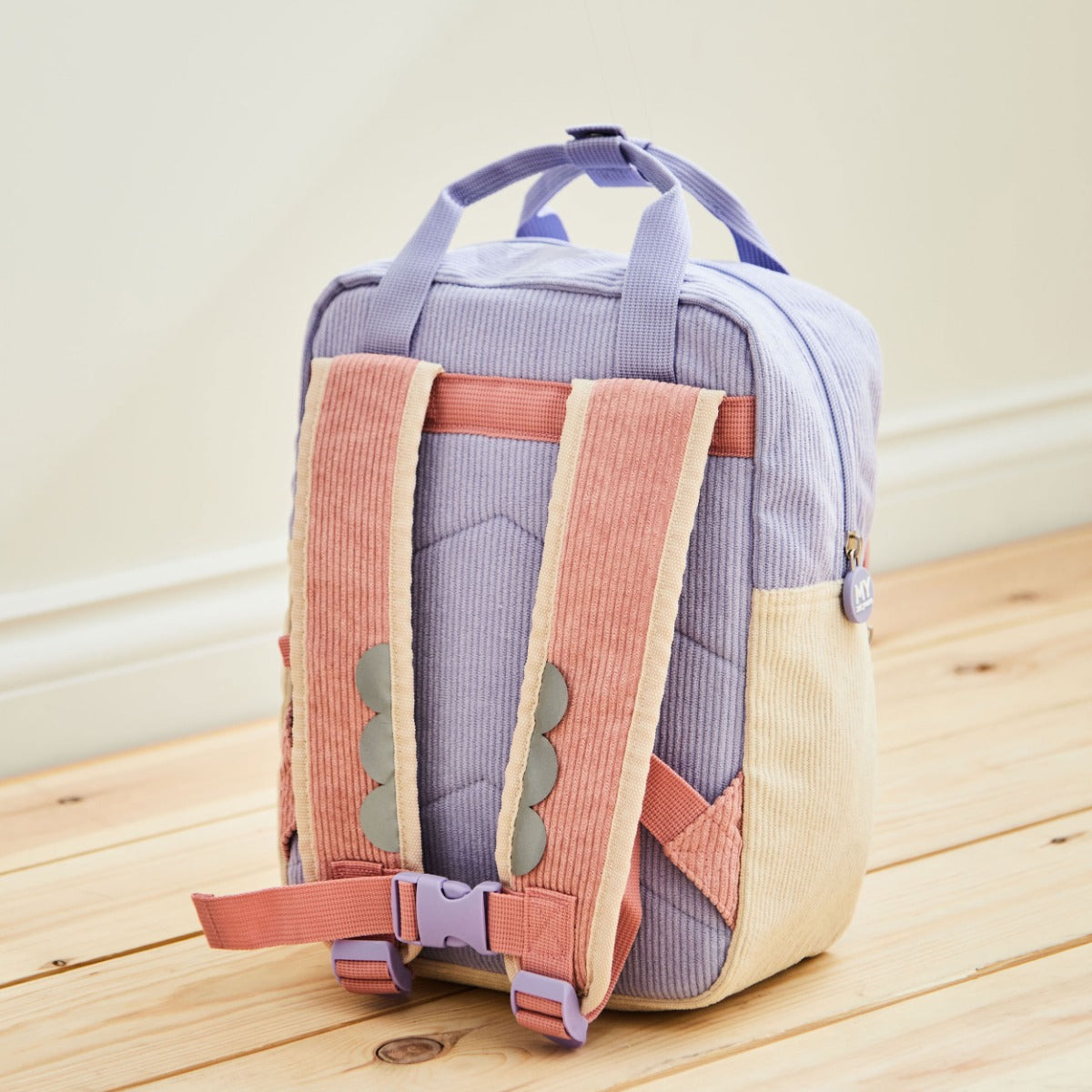 Personalised Pink Floral Cord Backpack with Grab Handle 