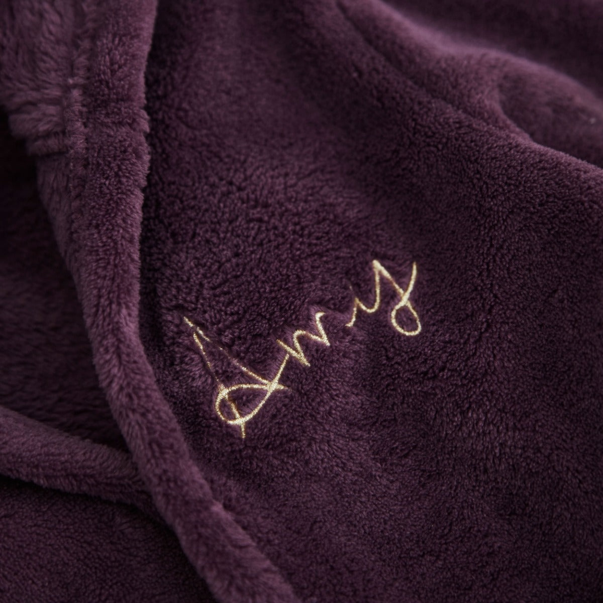 Personalised Plum Fleece Robe With Ears