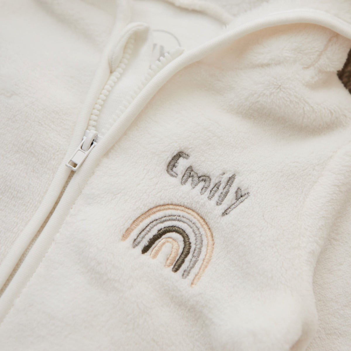 Personalised Rainbow Ivory Fleece Onesie