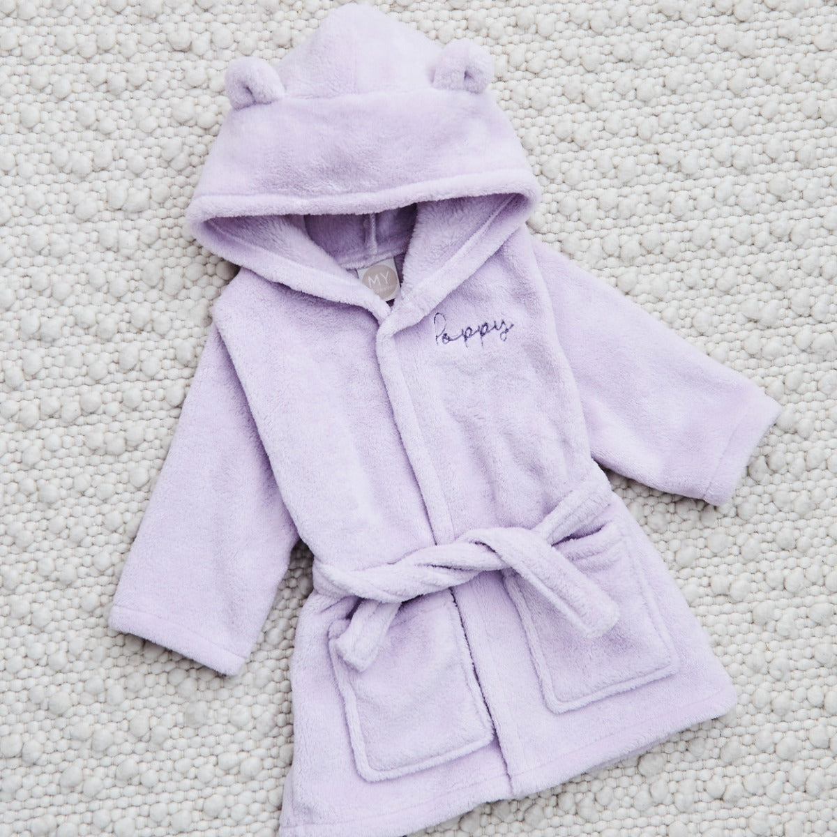 Personalised Lush Lavender Fleece Robe With Ears 