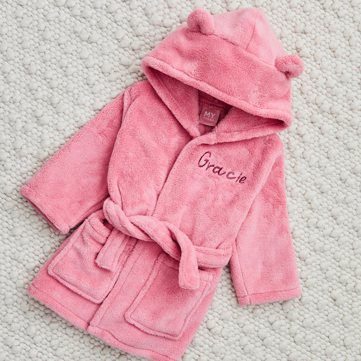 Personalised Peony Pink Fleece Robe With Ears