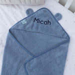 Personalised Wave Blue Hooded Towel