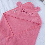 Personalised Peony Pink Hooded Towel 