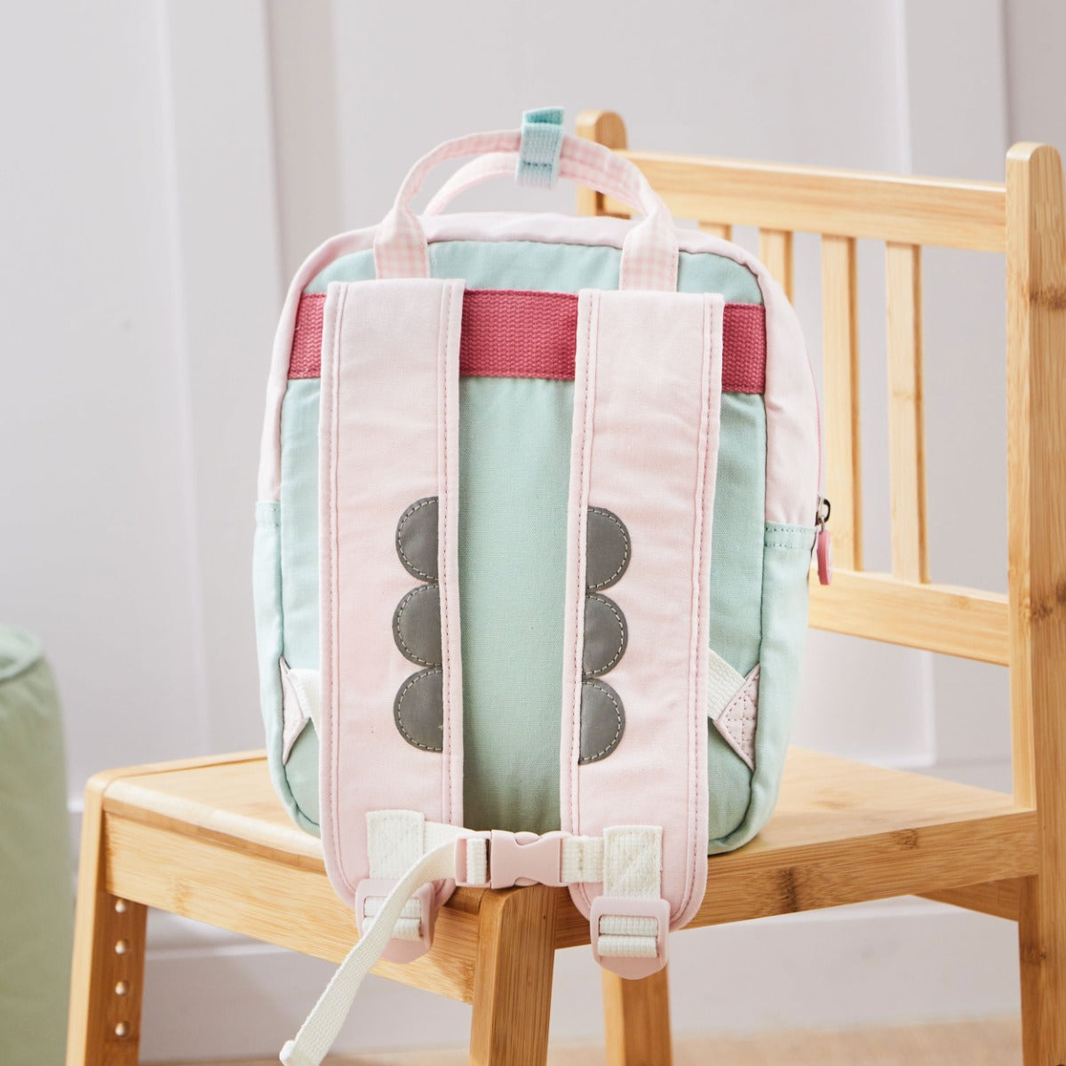 Personalised Double Pocket Colour Block Mini Backpack in Pink