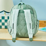 My Kids Personalised Colour Block Quilted Medium Backpack in Sage  