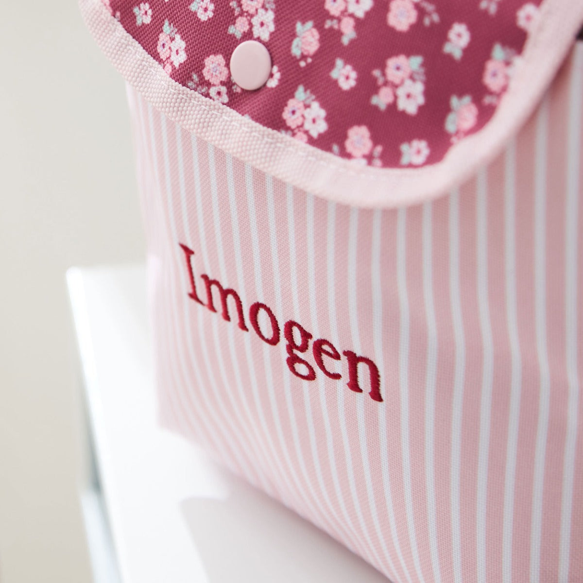 Personalised Pink Floral Medium Backpack With Grab Handle