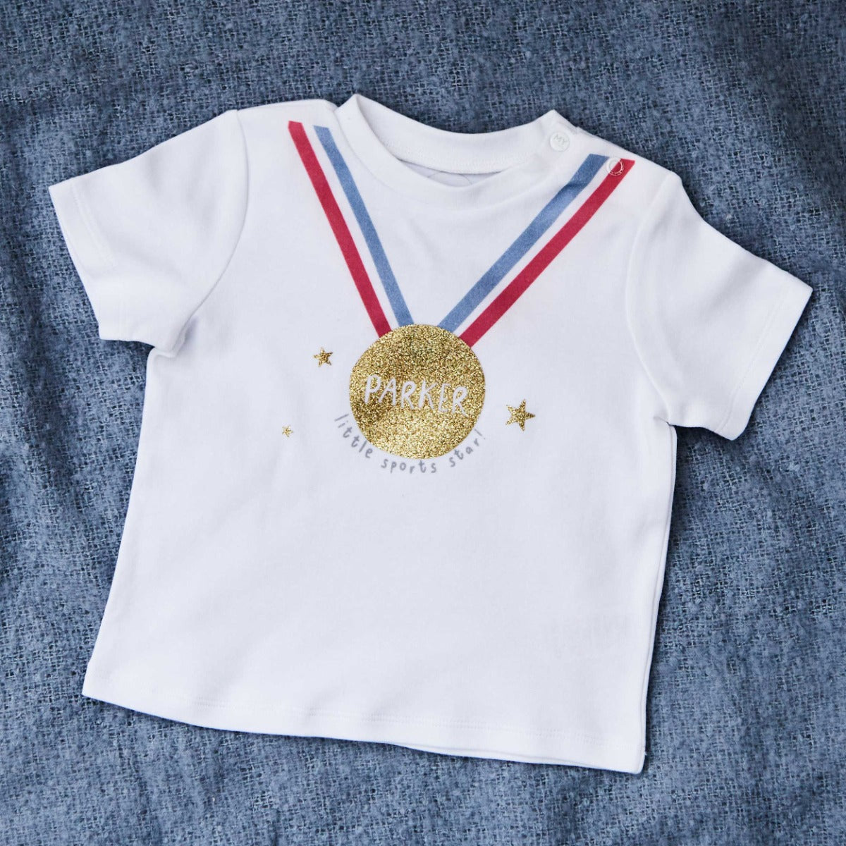 Personalised Little Sports Star White T-Shirt