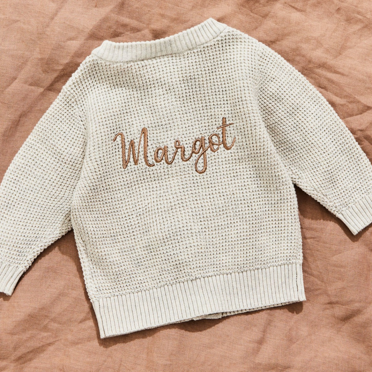 Personalised Oatmeal Button Cardigan by Name It