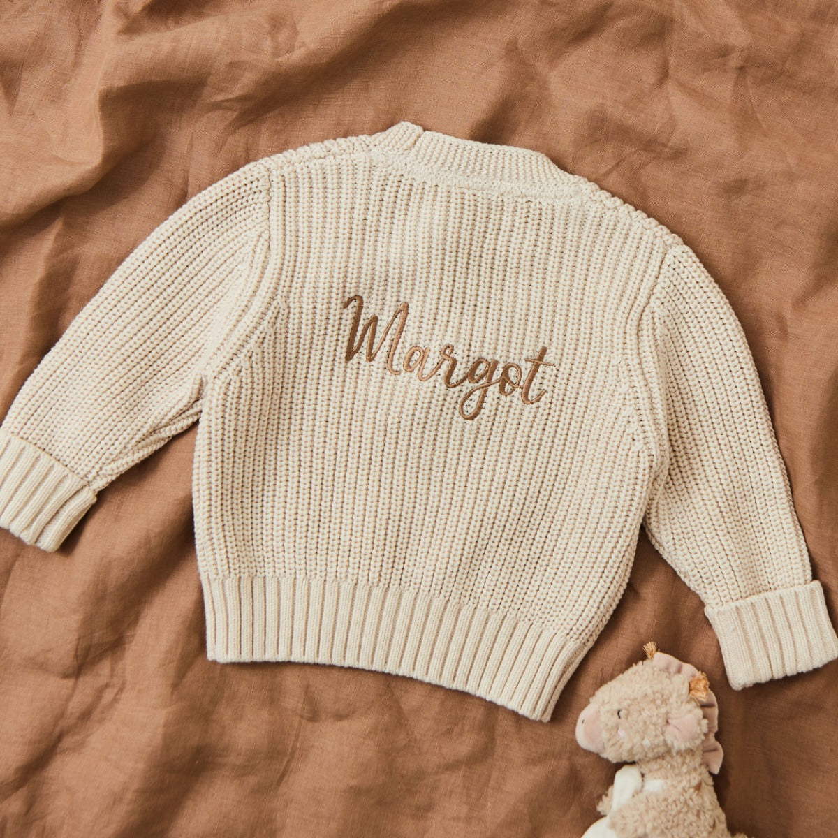 Personalised Oatmeal Knitted Cardigan