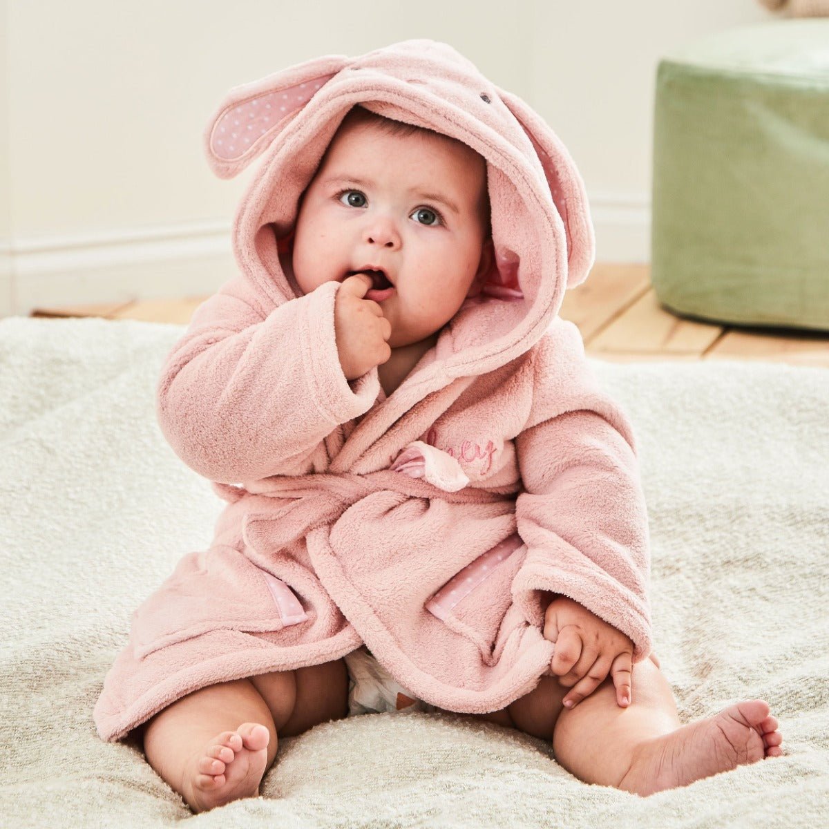 Personalised Pink Bunny Fleece Robe