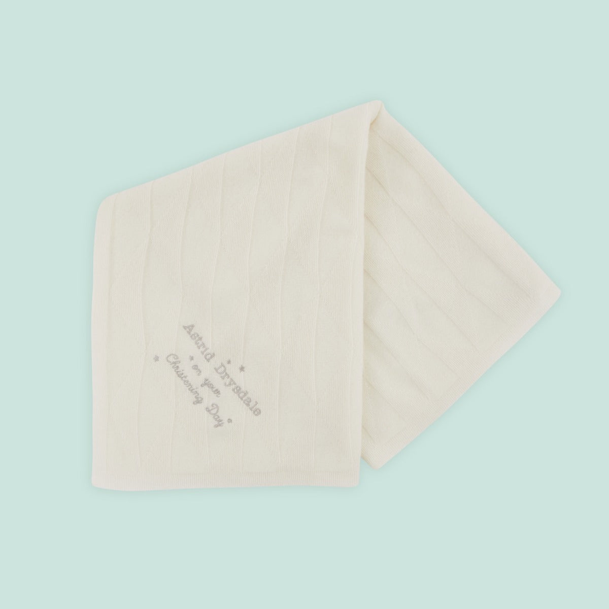 Personalised 100% Cashmere Ivory Christening Day Baby Blanket