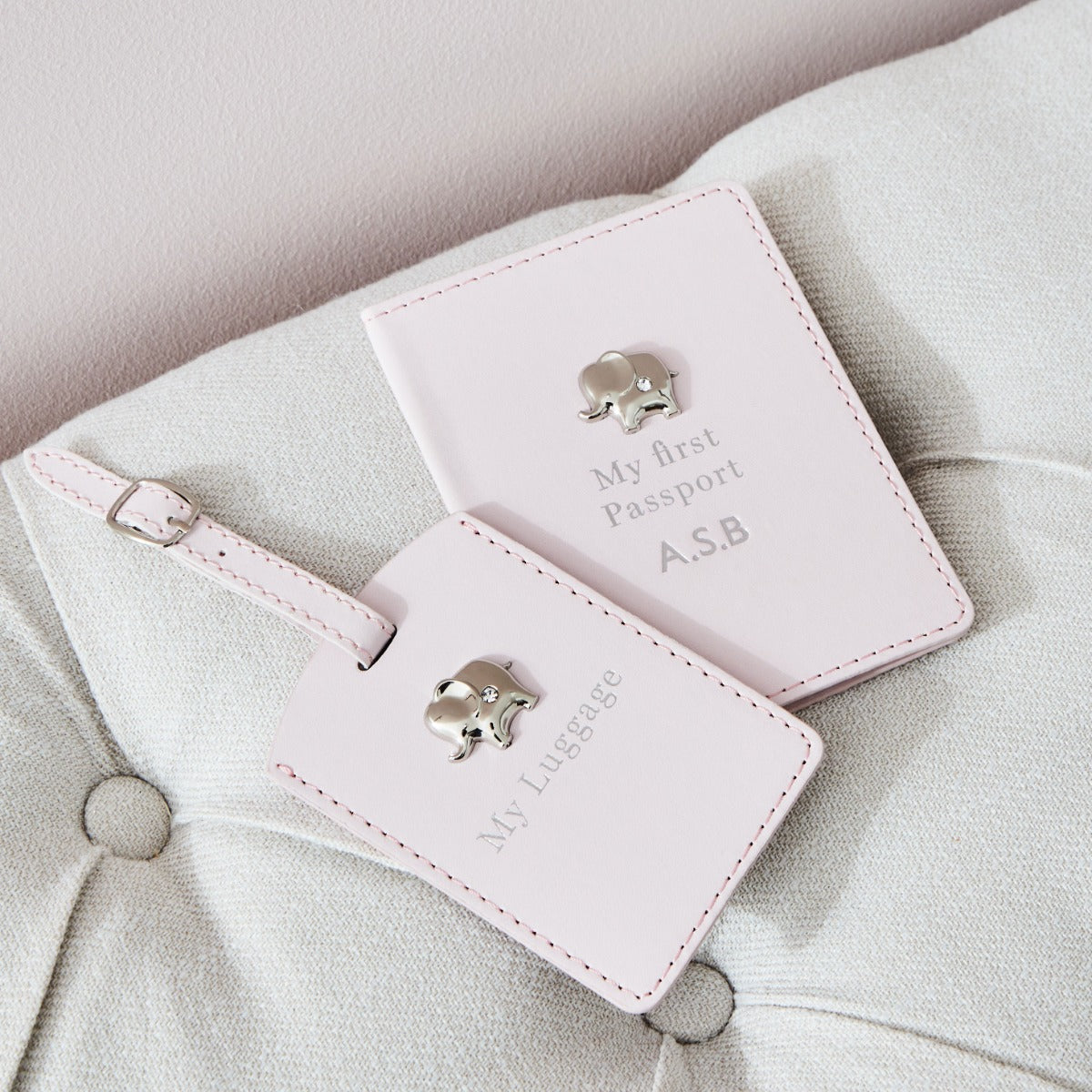 Personalised Pink Baby Passport Holder & Luggage Tag Set