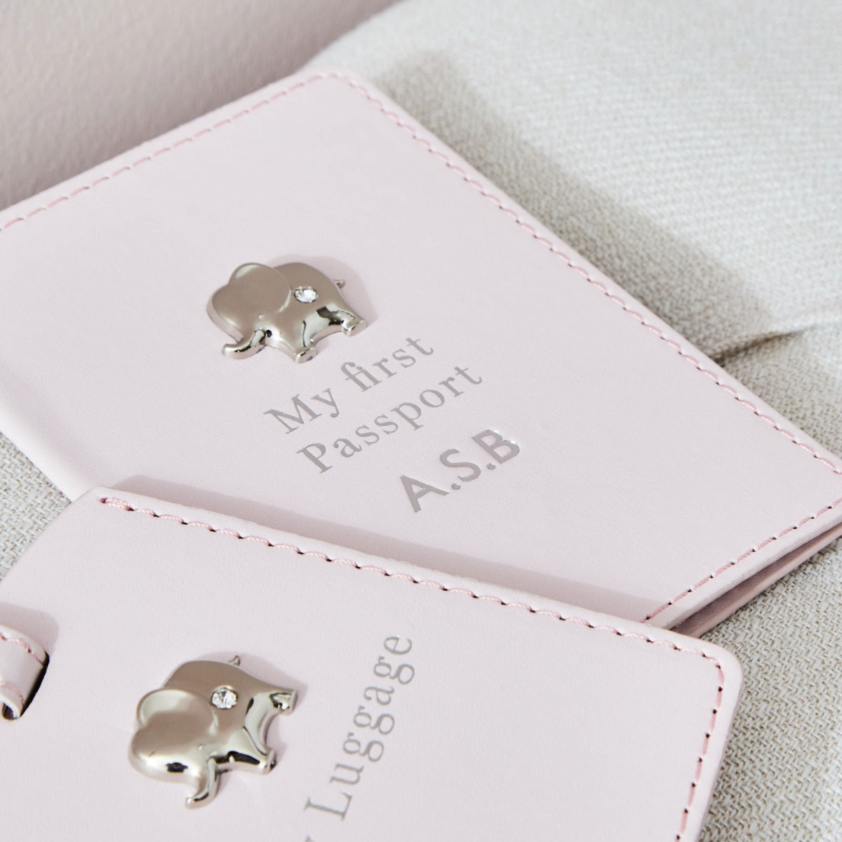 Personalised Pink Baby Passport Holder & Luggage Tag Set
