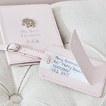 Personalised Pink Baby Passport Holder & Luggage Tag Set