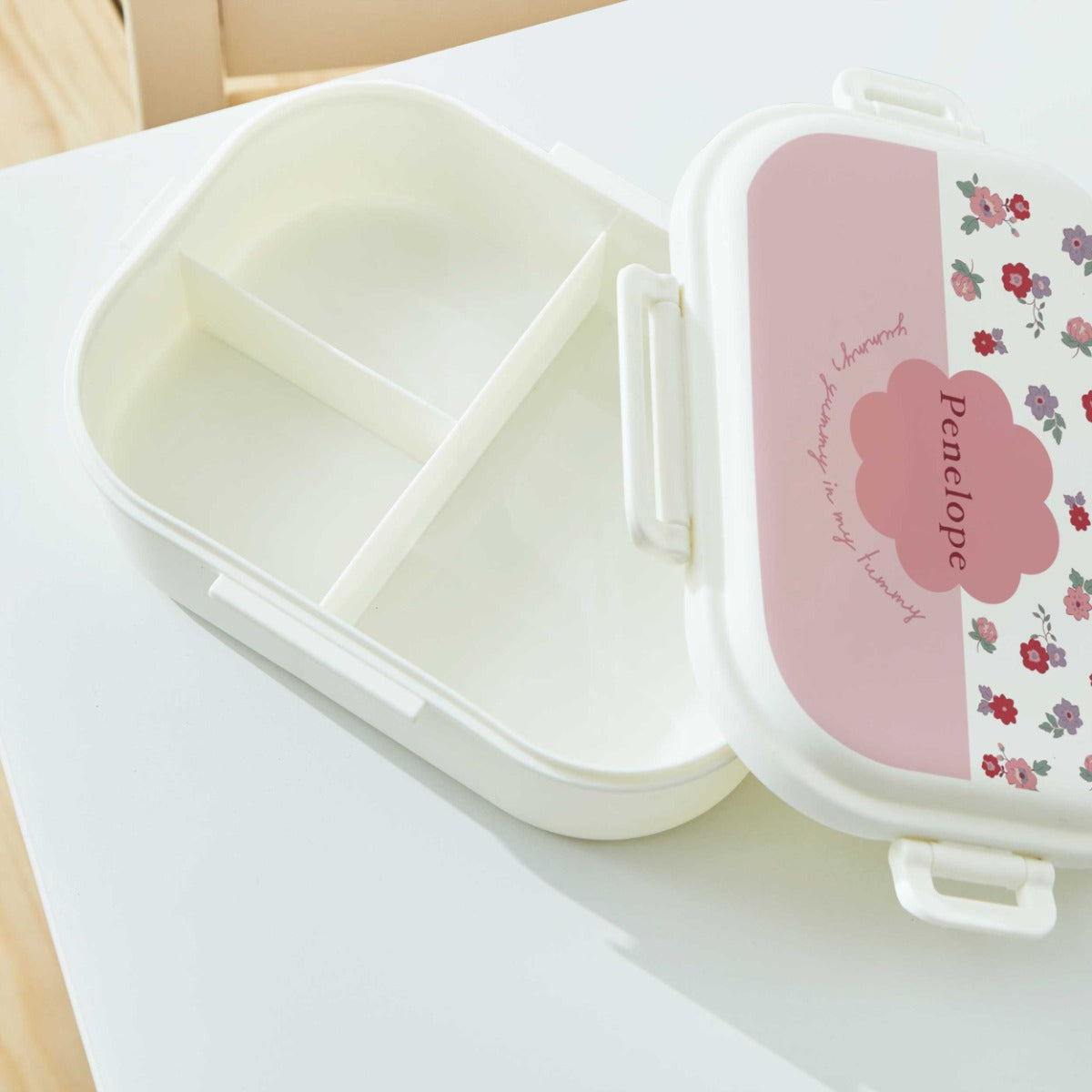 Personalised White Floral Lunchbox 