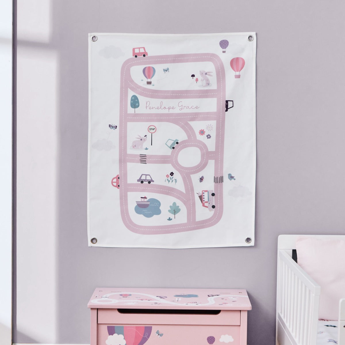 Personalised On The Move Large Pink Grey Wall Hanging
