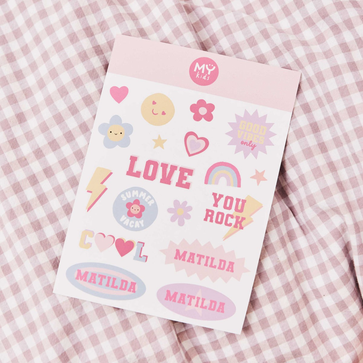 My Kids Personalised Pink Guitar Sticker Sheet