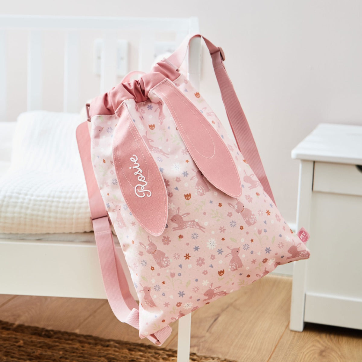 Personalised Pink Bunny Drawstring Bag
