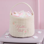 Personalised Floral Flower Girl Cord Bucket Bag
