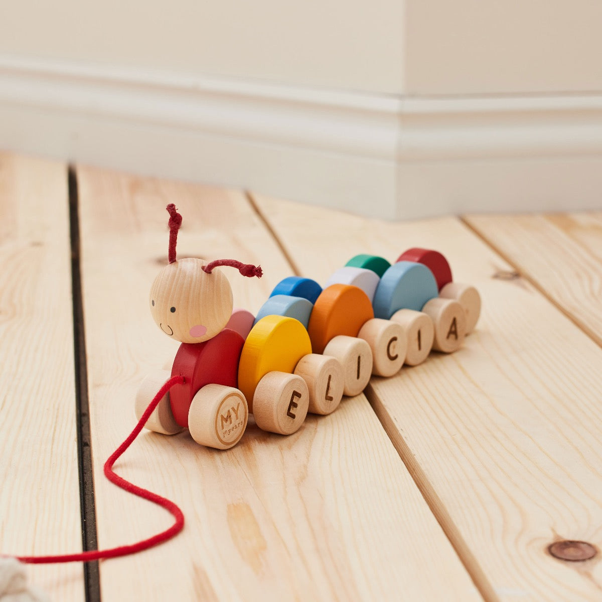 Personalised Pull Along Caterpillar 