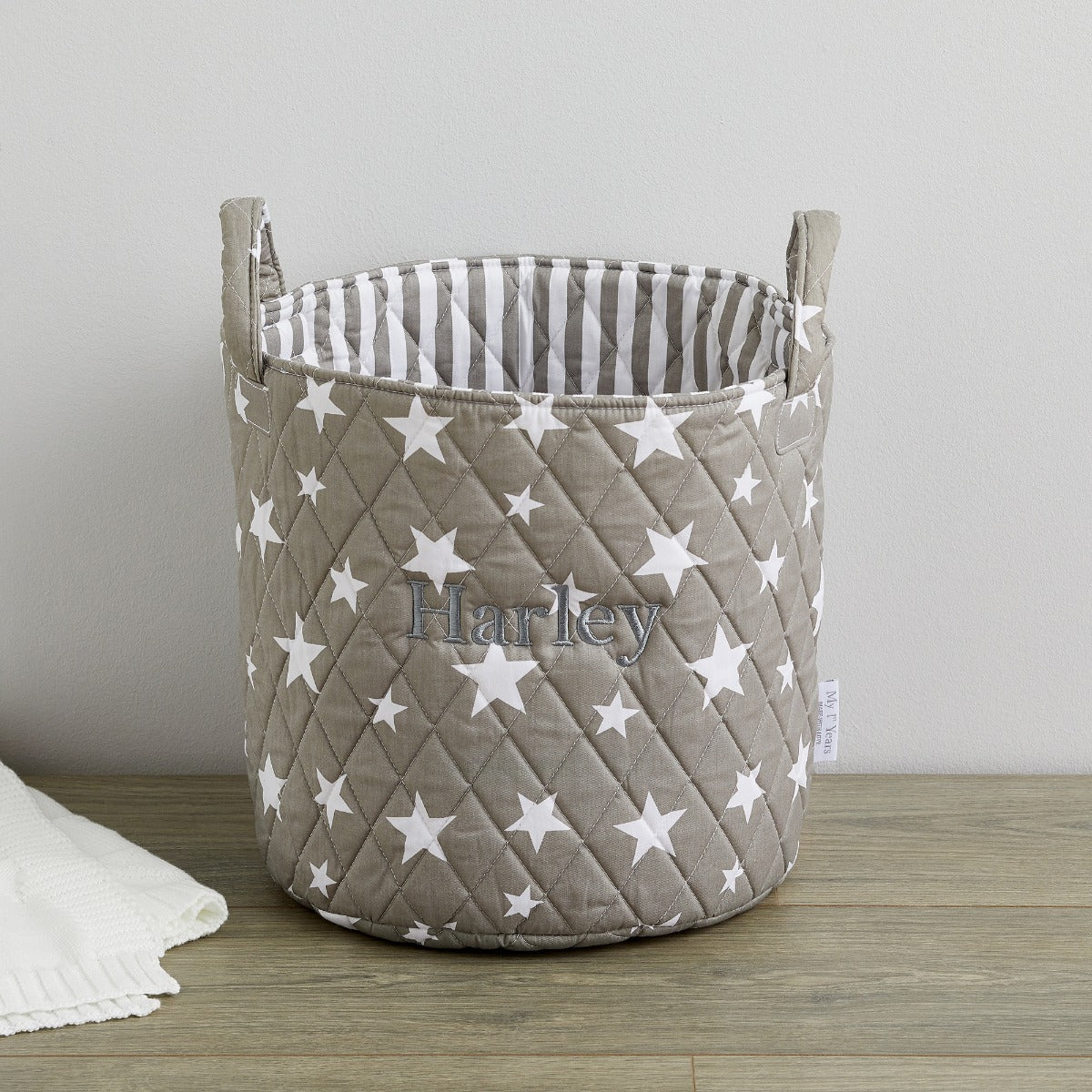 Personalised Medium Grey Star Storage Bag