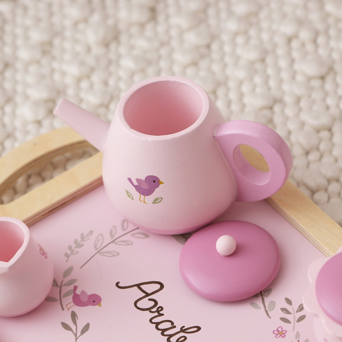 Personalised Pink Wooden Tea Set Toy FSC®