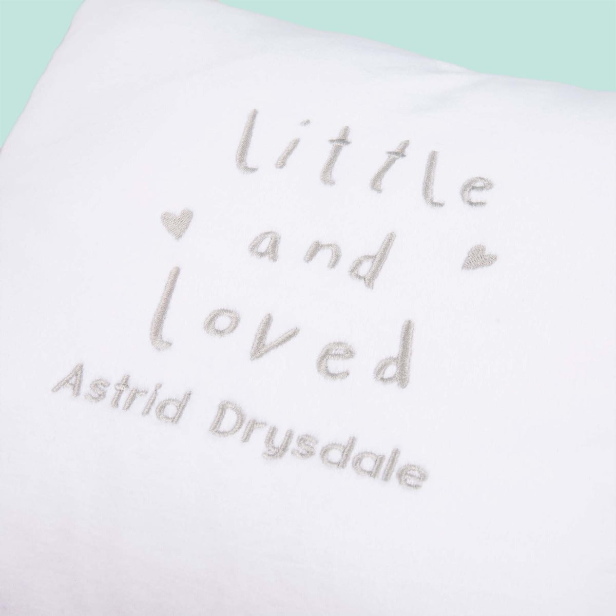 Personalised White Little and Loved Cushion