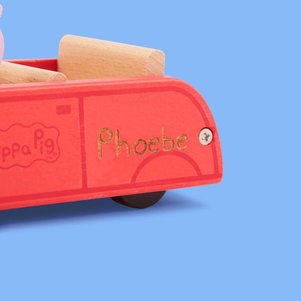 Personalised Peppa Pig Wooden Red Car Toy
