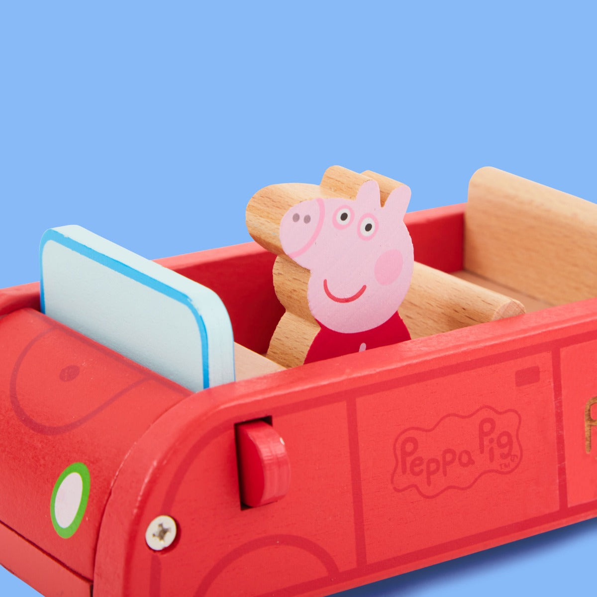 Personalised Peppa Pig Wooden Red Car Toy