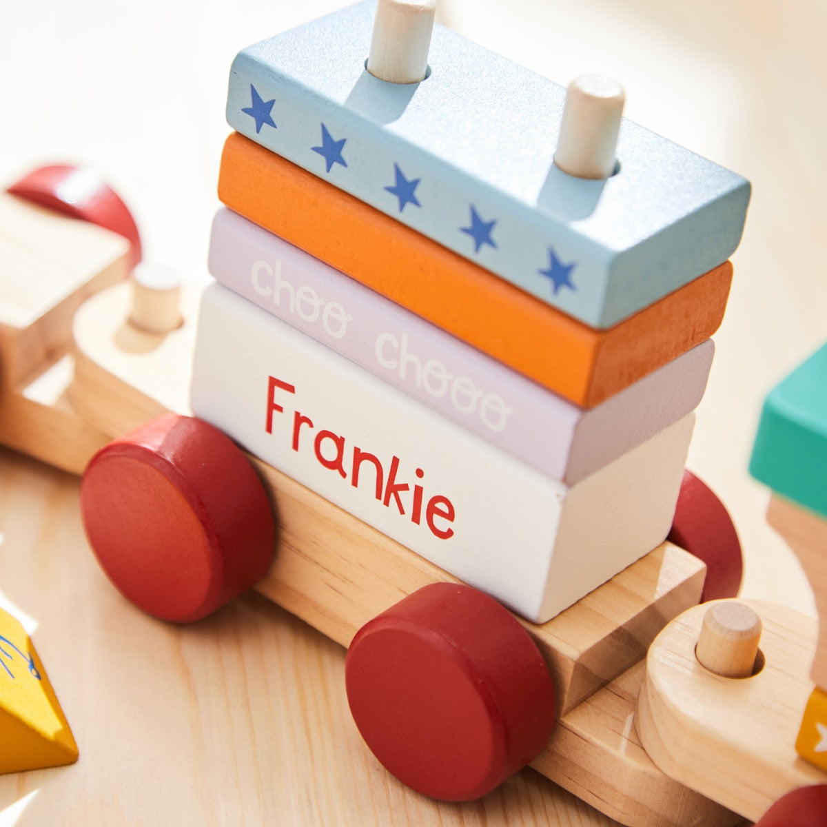 Personalised Primary Colour Wooden Pull-Along Train