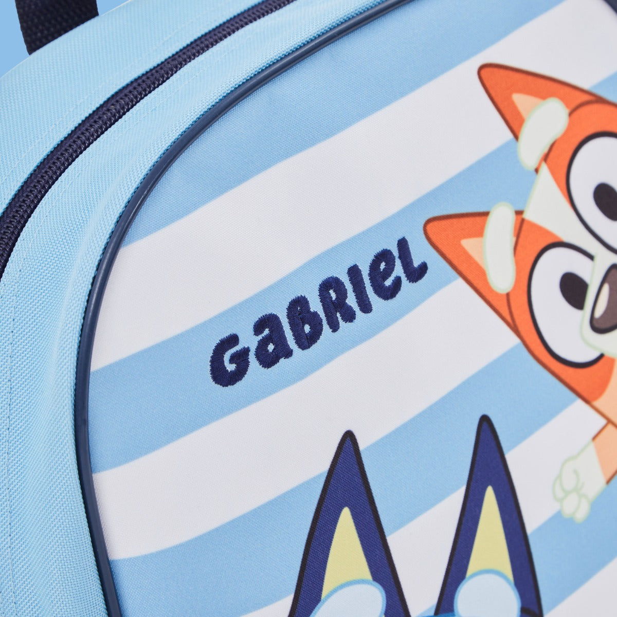 Personalised Bluey and Bingo Striped Backpack