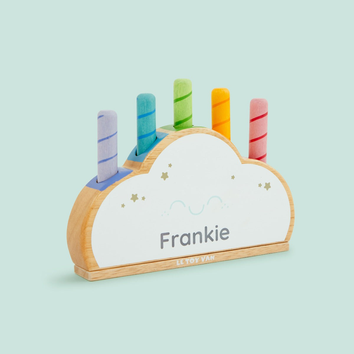 Personalised Le Toy Van Rainbow Cloud Pop Wooden Toy
