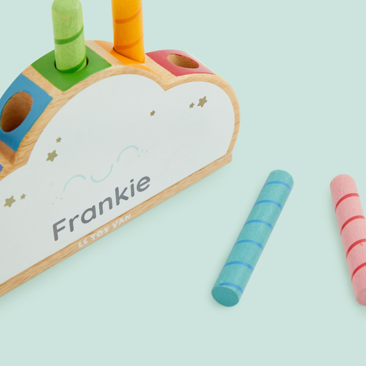Personalised Le Toy Van Rainbow Cloud Pop Wooden Toy