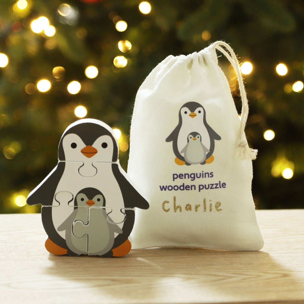 Personalised Penguins Wooden Puzzle