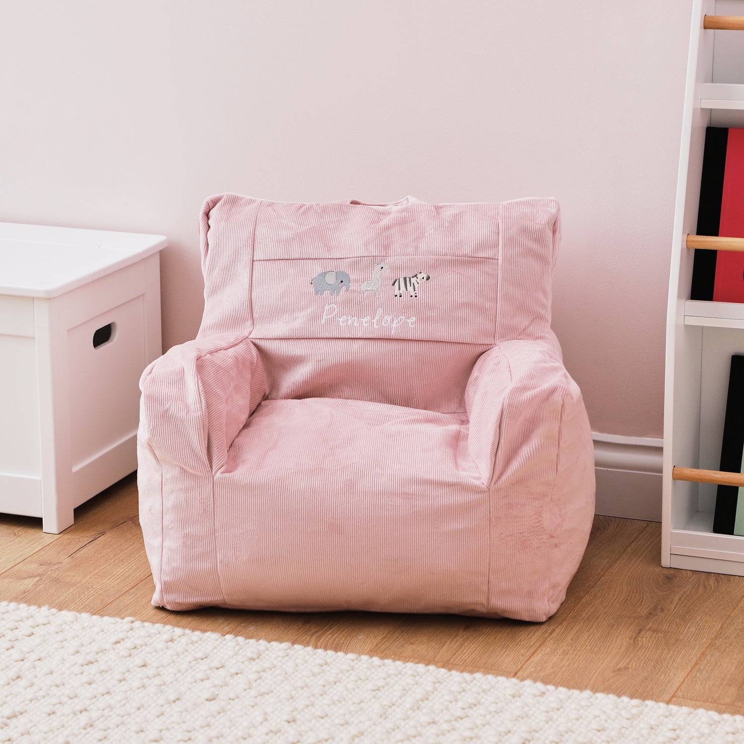 Personalised Pink Safari Cord Bean Bag Chair 