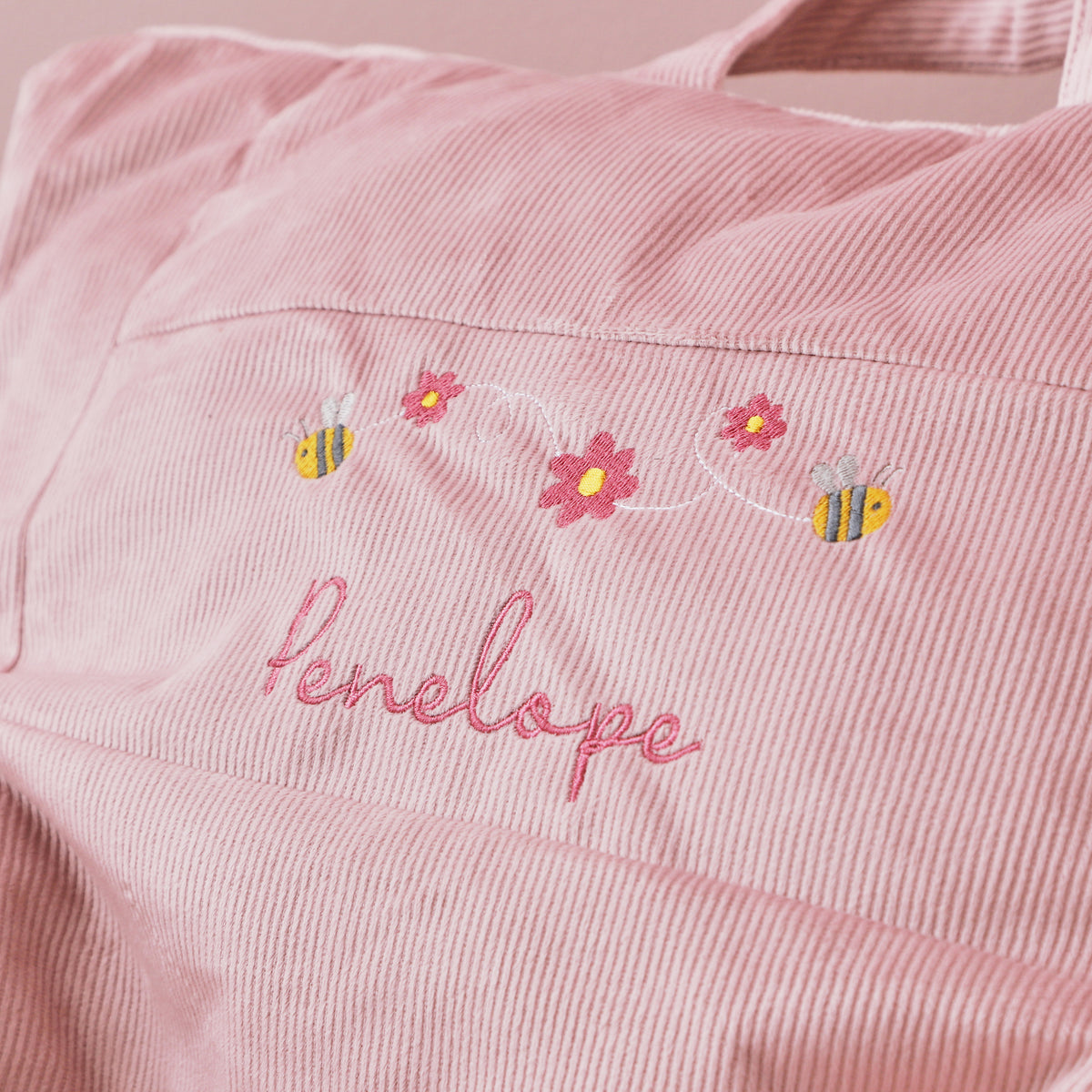 Personalised Pink Bumblebee Cord Bean Bag Chair 