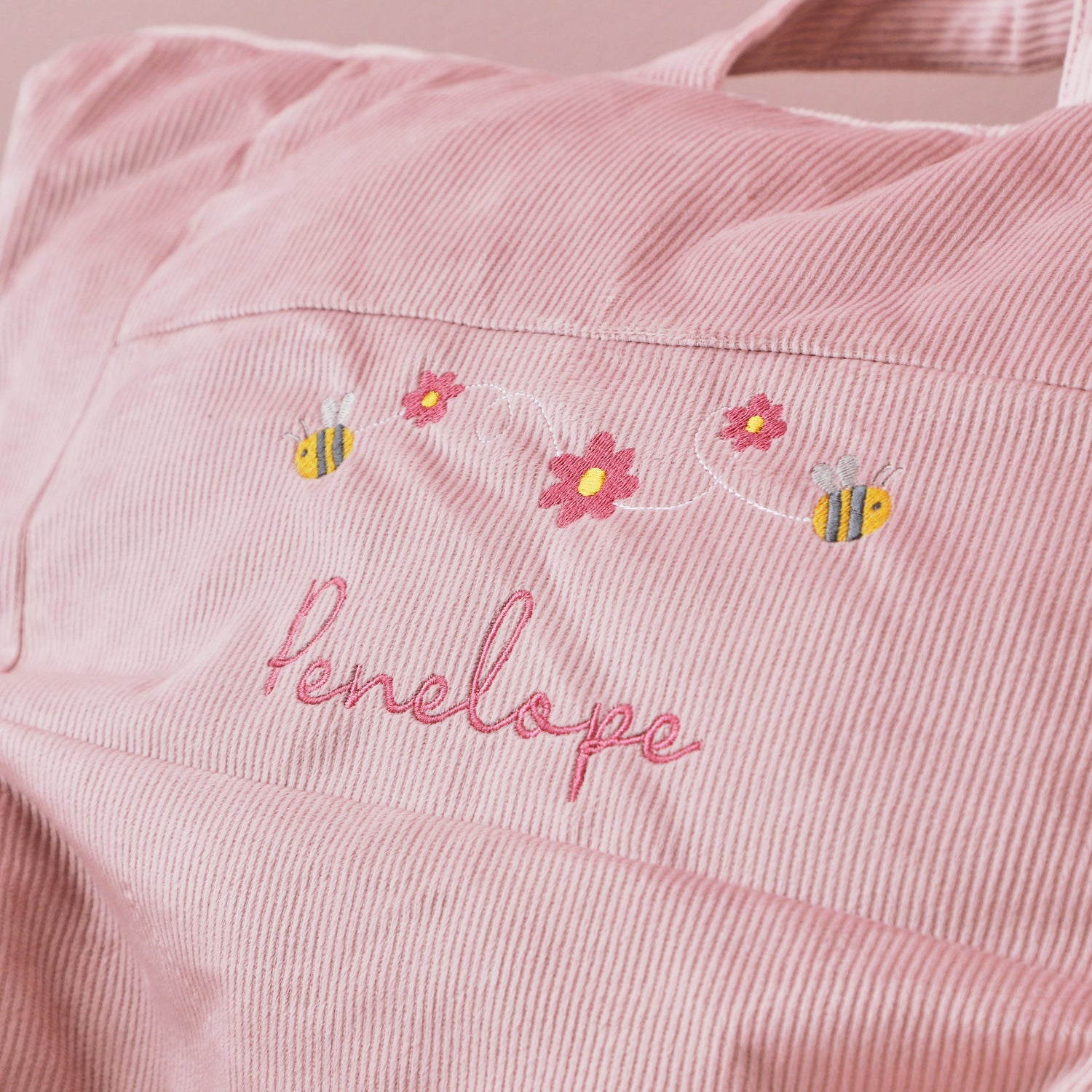 Personalised Pink Bumblebee Cord Bean Bag Chair 