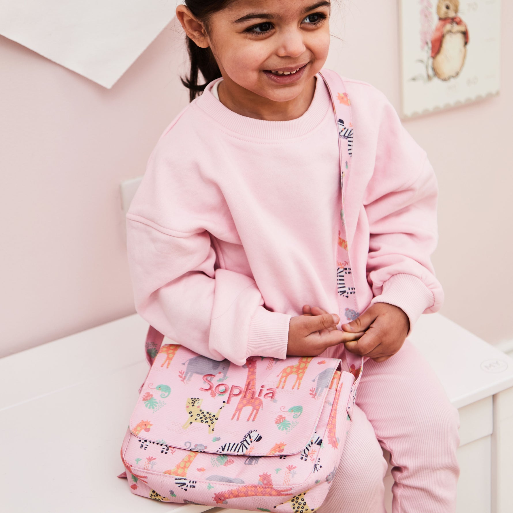 Personalised Pink Safari Print Handbag