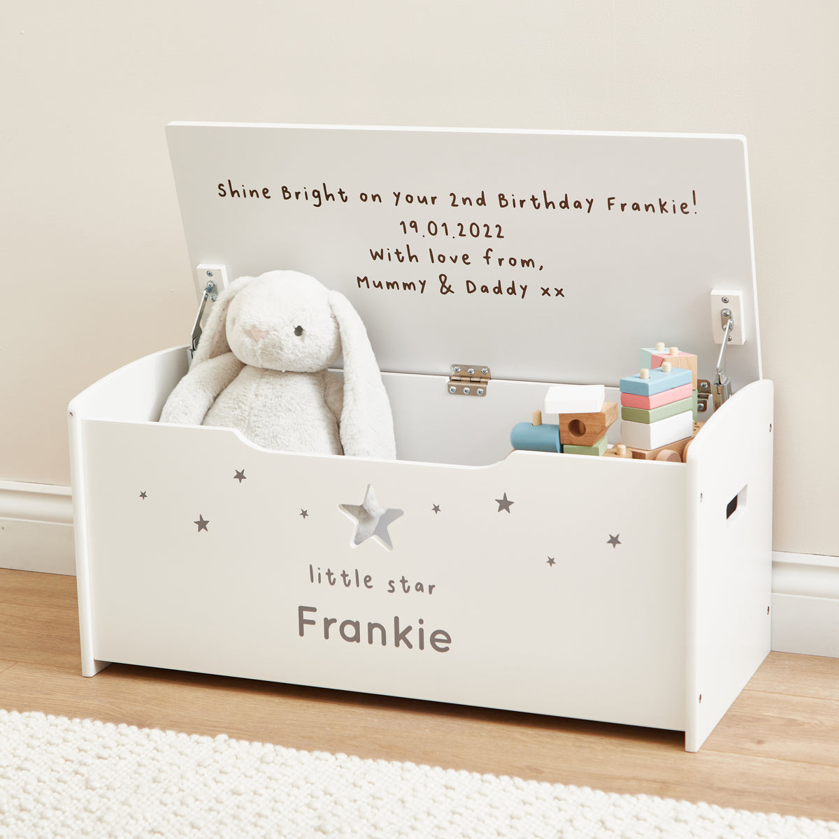 Personalised Large White Star Toy Box FSC®
