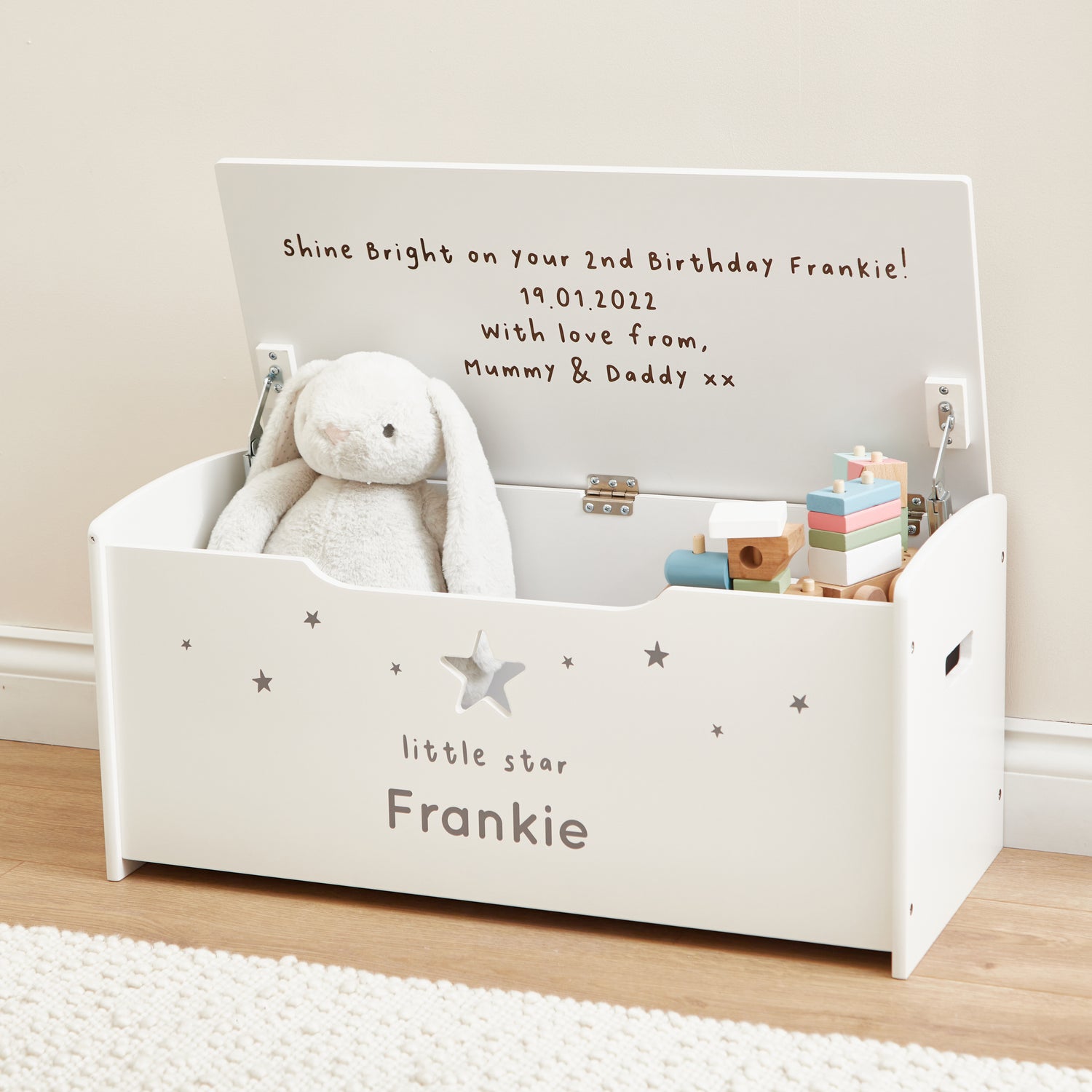 Personalised Large White Star Toy Box FSC®