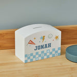 My Kids Personalised Blue Cartoon Money Box FSC®