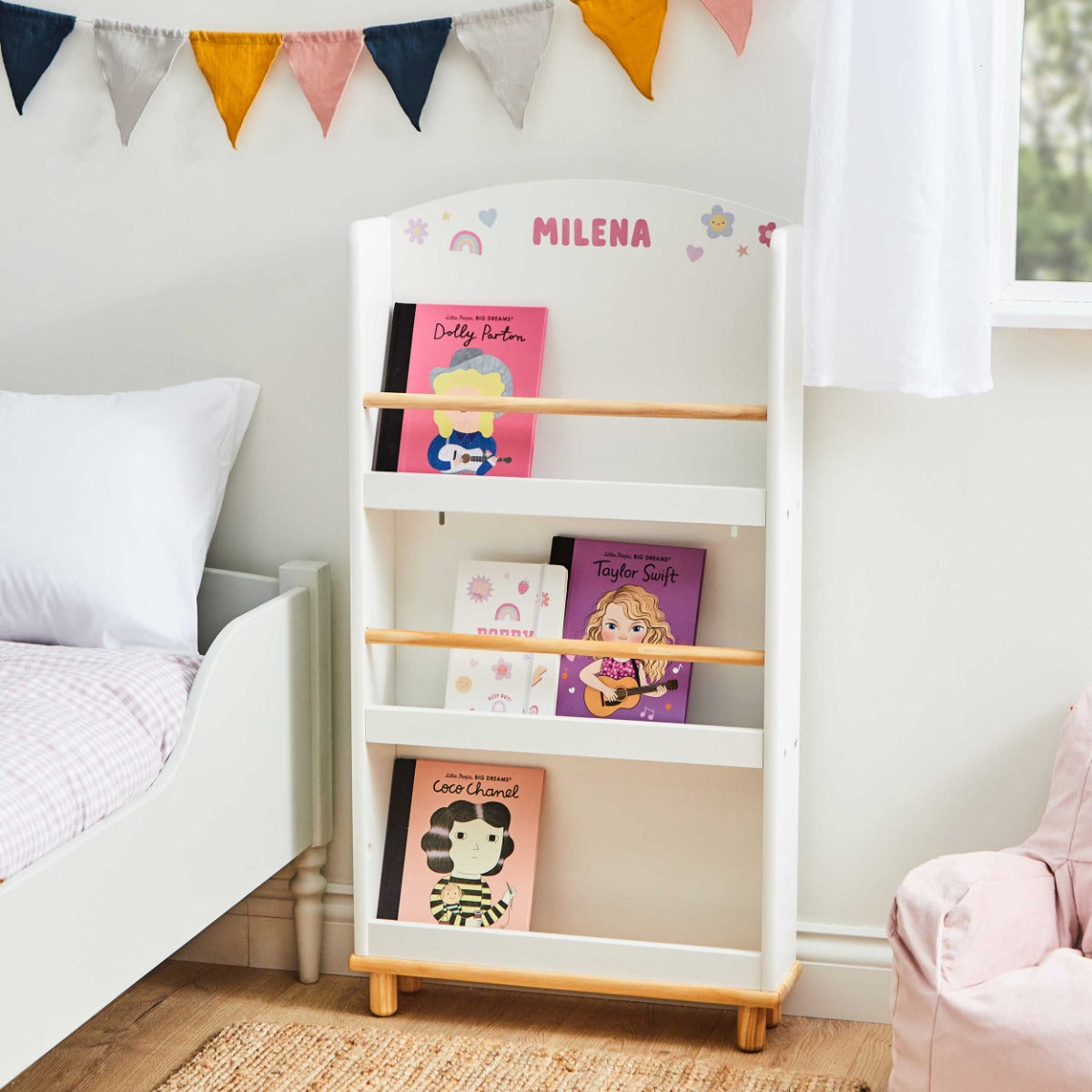 My Kids Personalised Pink Cartoon Bookcase