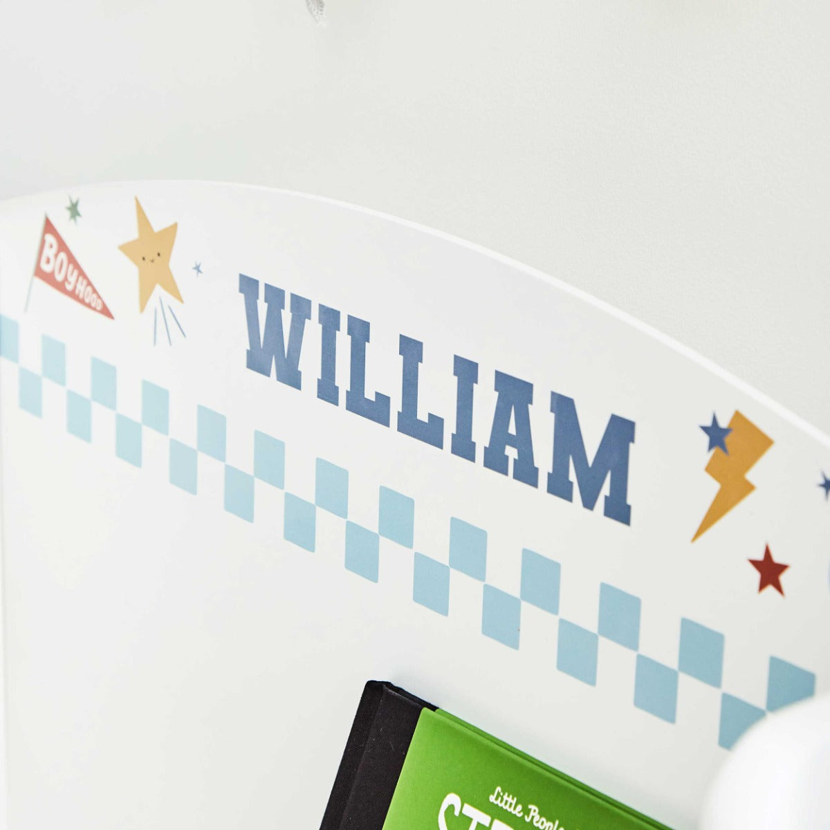 My Kids Personalised Blue Checkerboard Bookcase