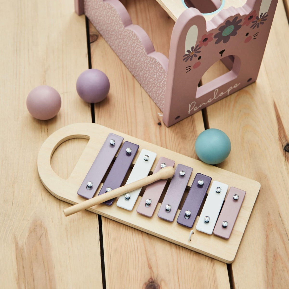 Personalised Pink Bunny Xylophone & Drop Box FSC®