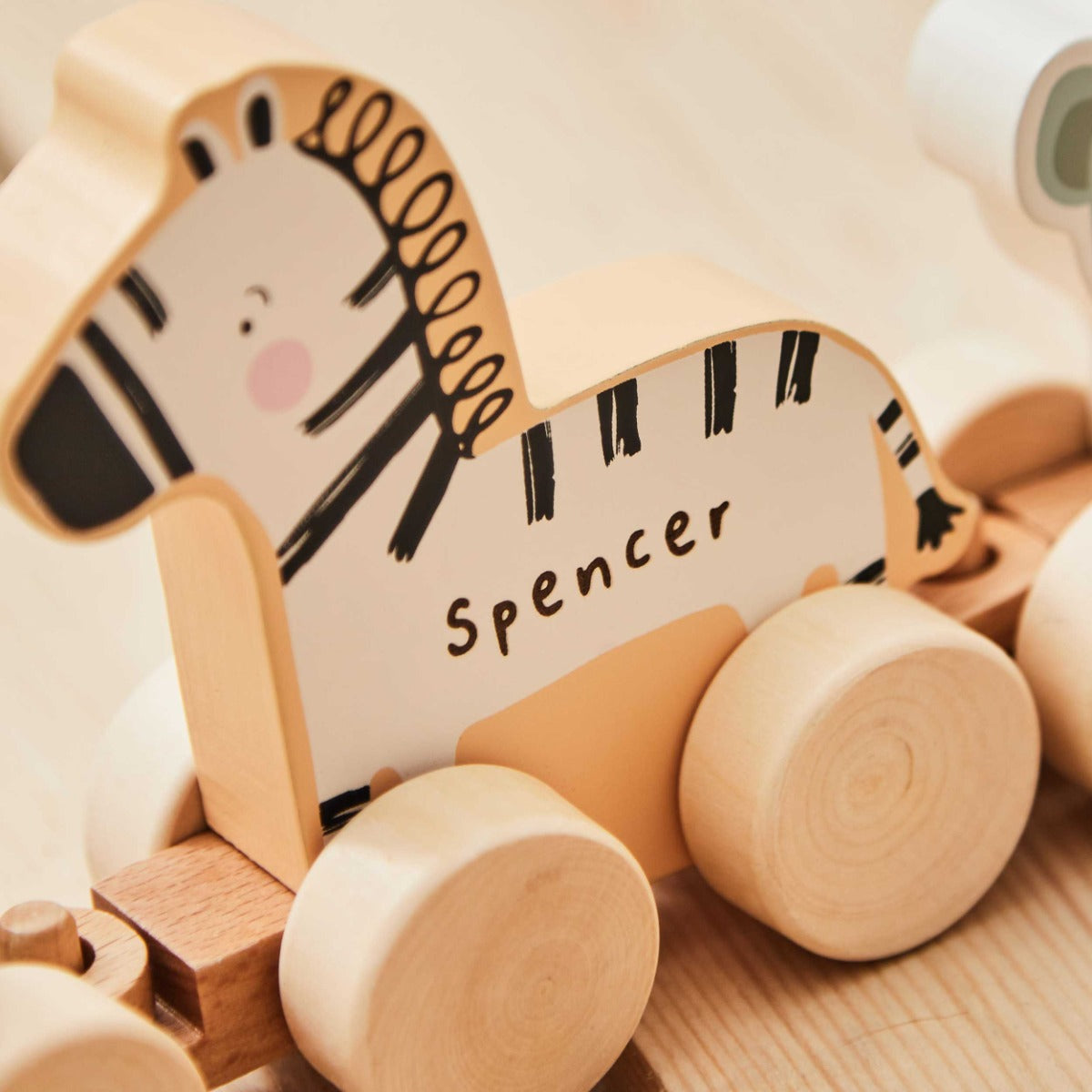 Personalised Safari Wooden Pull-Along Toy FSC®