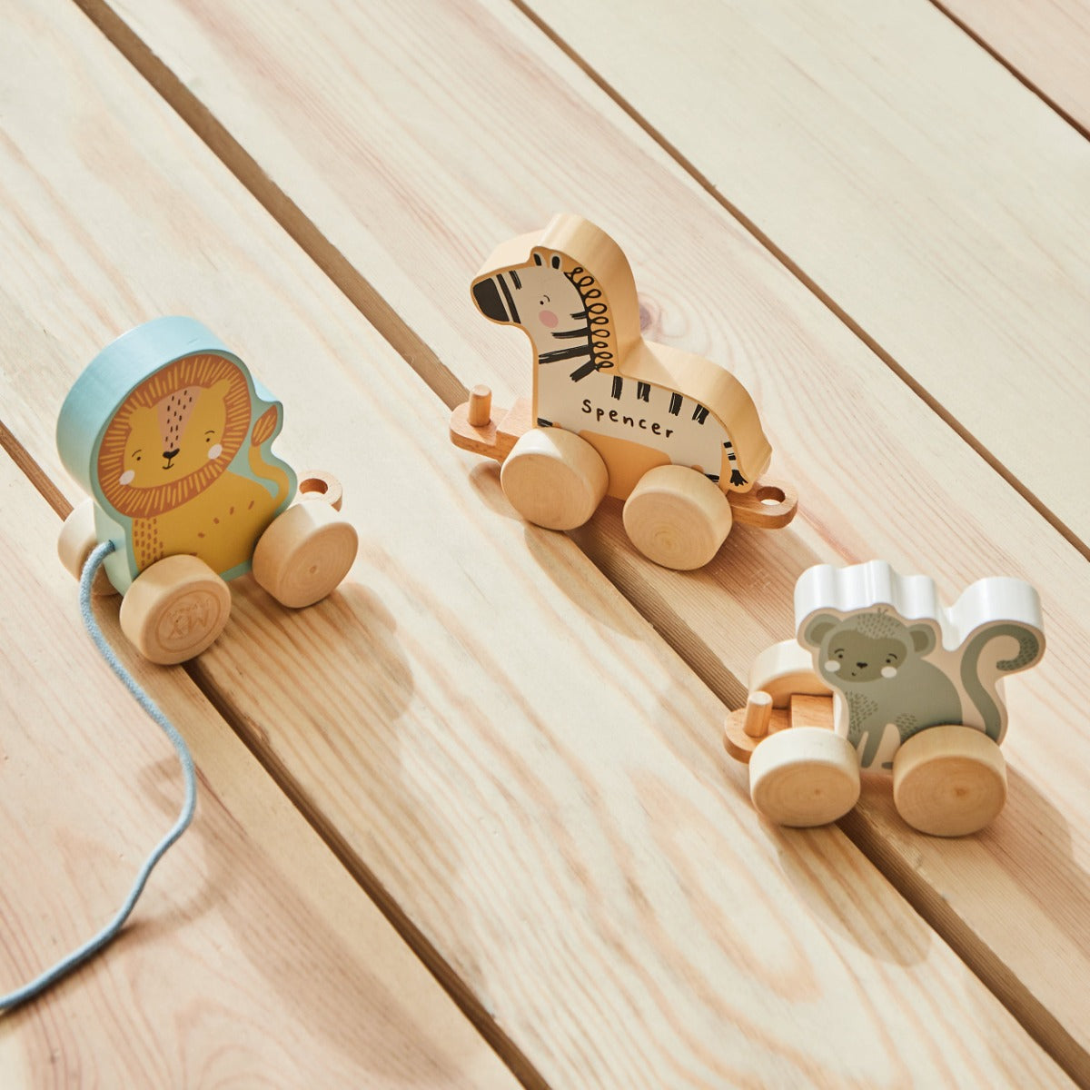 Personalised Safari Wooden Pull-Along Toy FSC®