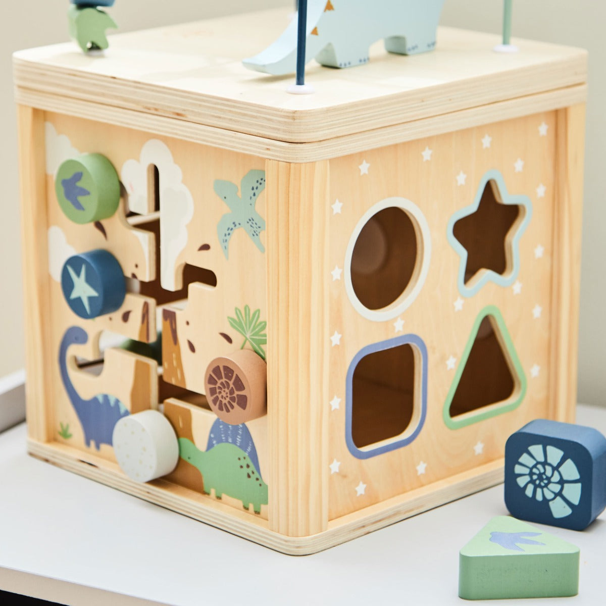 Personalised FSC® Wooden Dinosaur Activity Cube 
