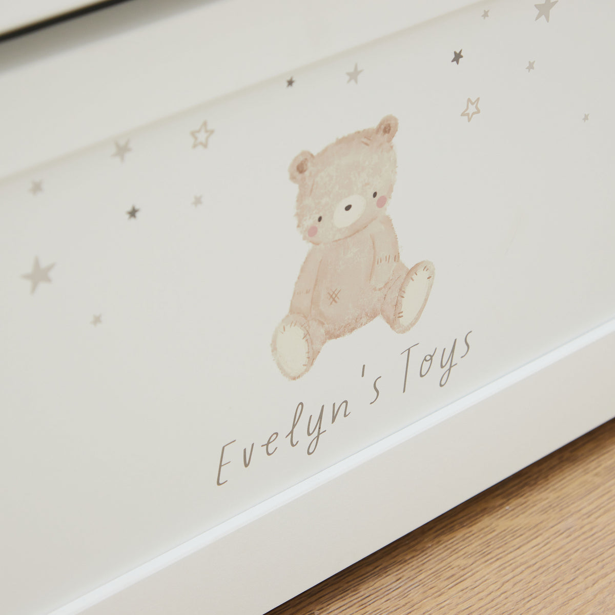 Personalised Biscuit Bear White Toy Box FSC®