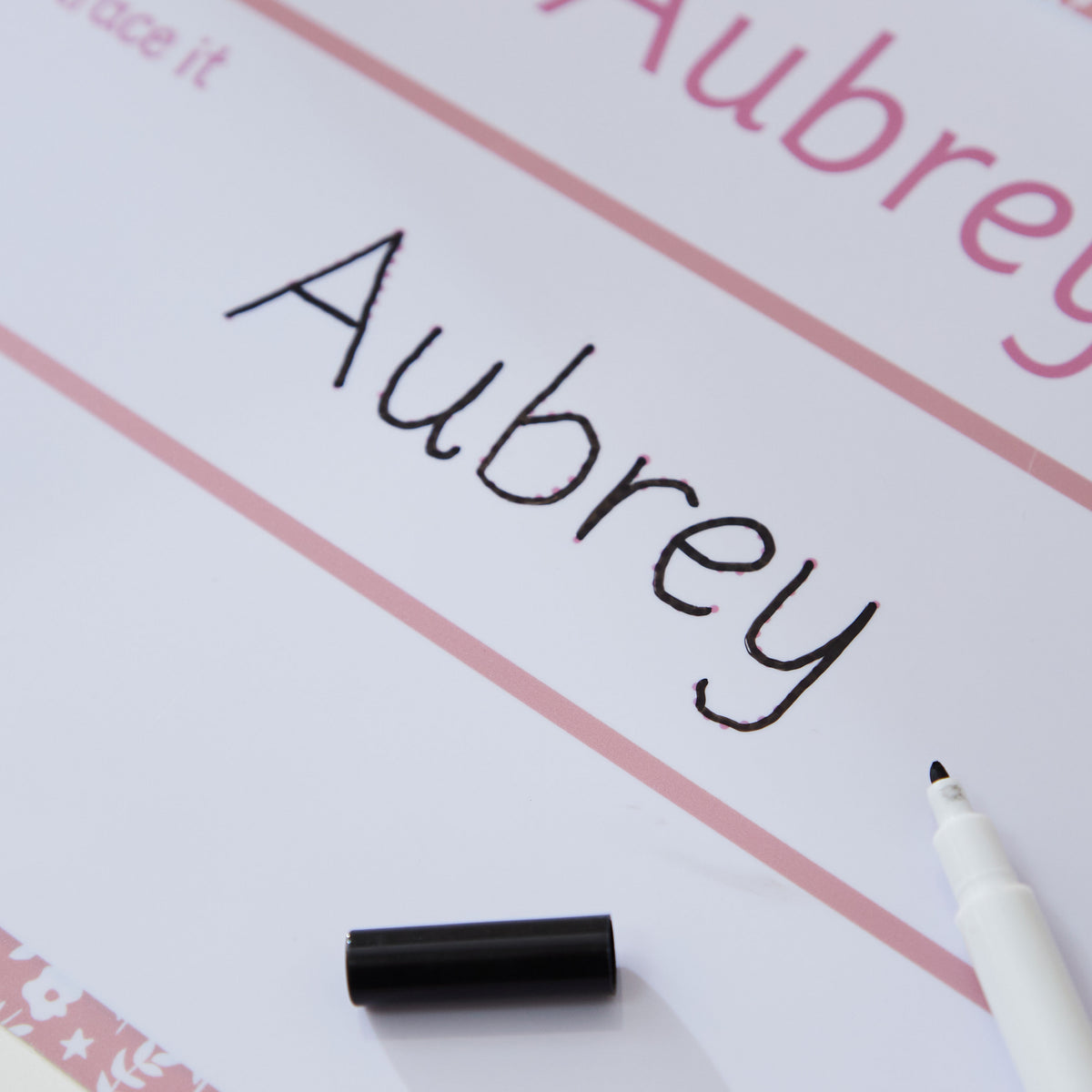 Personalised Baker Ross Pink Floral Whiteboard & Pen