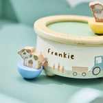Personalised Sage Wooden Farmyard Music Box FSC®